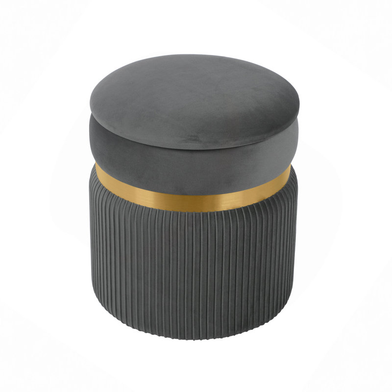 Repose-pieds rond en velours avec rangement Techni Mobile