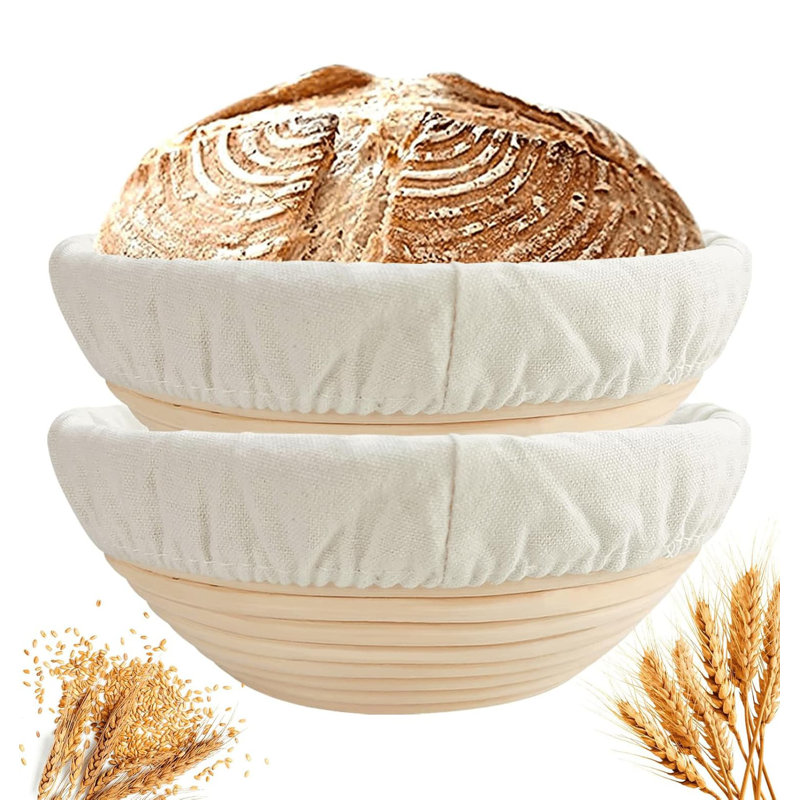 Set of 2 Round 9-Inch Natural Rattan Bread Proofing Baskets