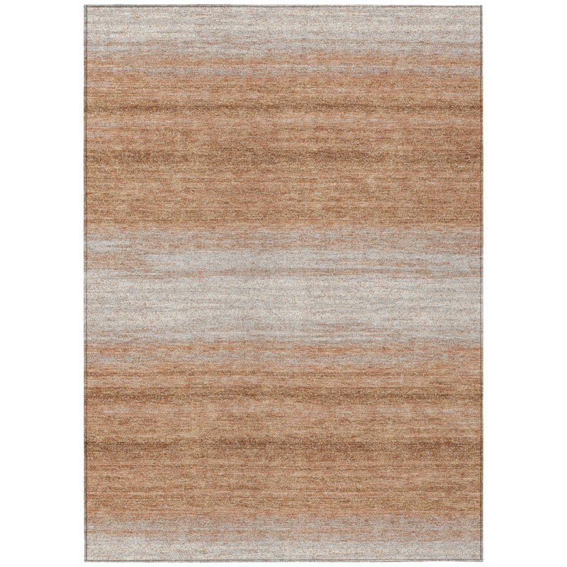 Tapis extérieur lavable rayé 3 pi x 5 pi cuivre et beige