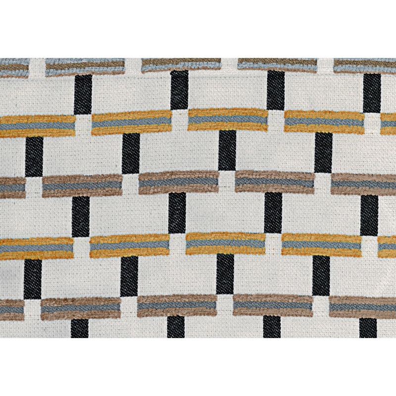 Repose-pieds cylindrique rembourré en tissu jacquard multicolore