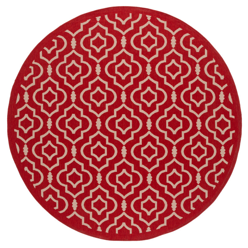 Herefordshire Performance Geometric Indoor/Outdoor Area Rug, Round 7'1