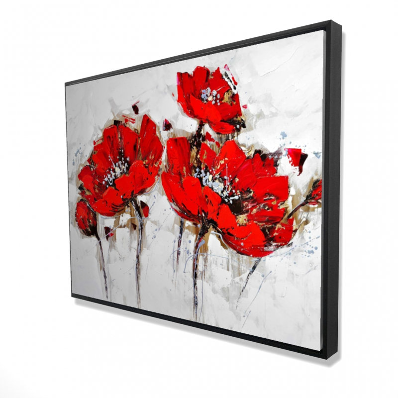 Abstract Poppy Flowers Print On Canvas