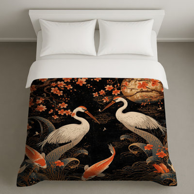 Cranes And Koi Fish Duvet Covers