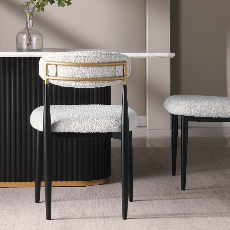 2-Piece Boucle Armless Dining Chairs - Modern Upholstered