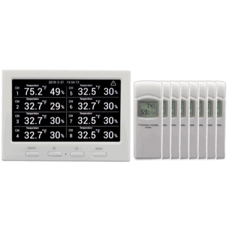 Température ambiante WS-3000-X5-moniteur sans fil thermo-hygromètre avec 8 capteurs à distance-journalisation, Graphing, alarmant, horloge contrôlée par radio