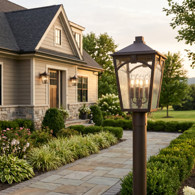 Jaxon 4-Light Western Bronze Outdoor Post Lantern