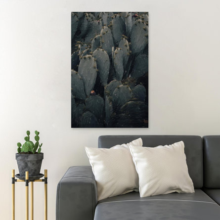 " Green Cactus Plant In Close Up Photography 4 " Painting Print on Canvas