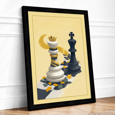 Queen and King in Gold Modern 1 Piece Single Picture Frame Wall Art