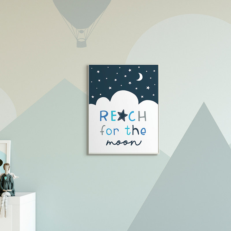 Reach For Moon Moon, Bois naturel, H 19 po x l 13 po x P 0,5 po