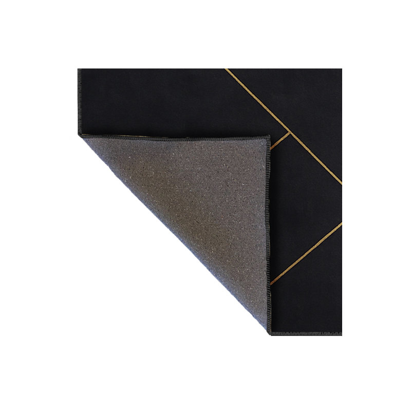 Tapis noir tissé à rayures Mosso, 3'3" x 4'11"