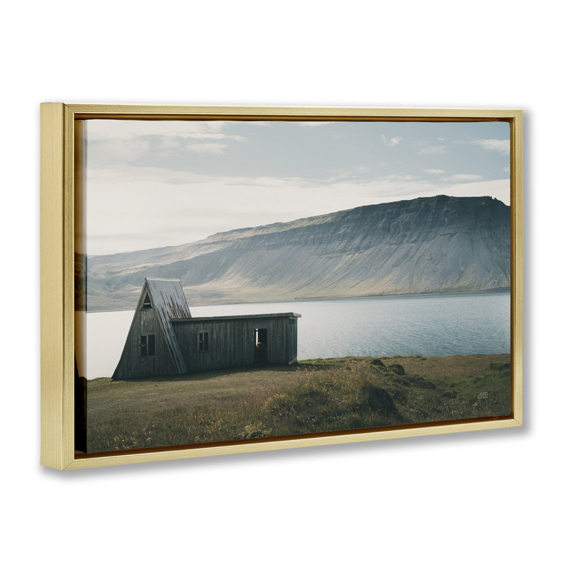 Toile flottante encadrée Islandais par Max Blakesberg Studios, H 17 po x l 25 po, Cadre flottant métallique doré
