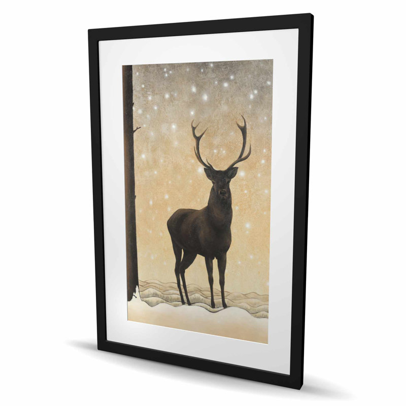 Roe Deer in Winter - Snow, H 36 po x l 24 po, Noir