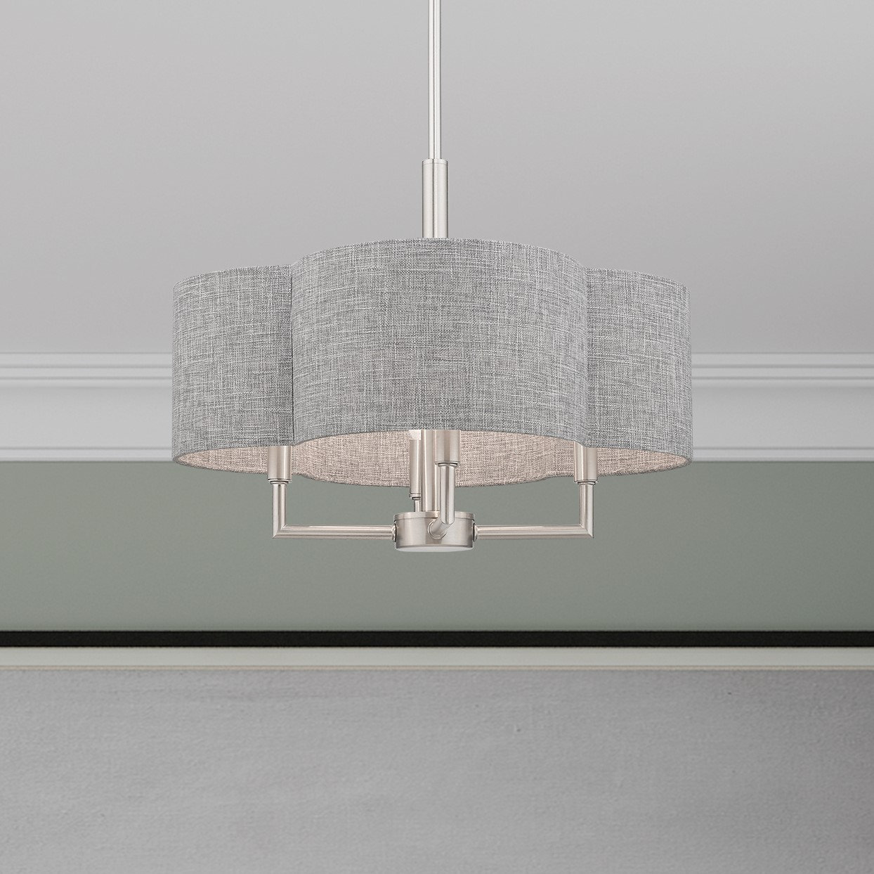 Vino Steel Dimmable Drum Chandelier, 10"H x 20"W x 20"D, Gray