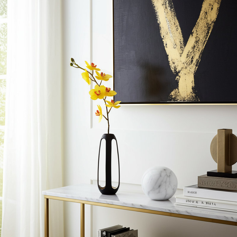 Metal Vase Aluminum Glam Style Sculptural Decorative Accent with Openwork Frame and Modern Silhouette for Contemporary Interiors and Eye-Catching Display in Living Room or Entryway Decor