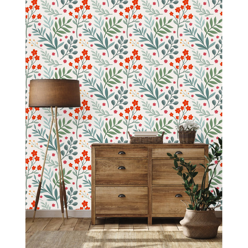 Peel & Stick Floral Tile, 2.08' W x 18.75' L