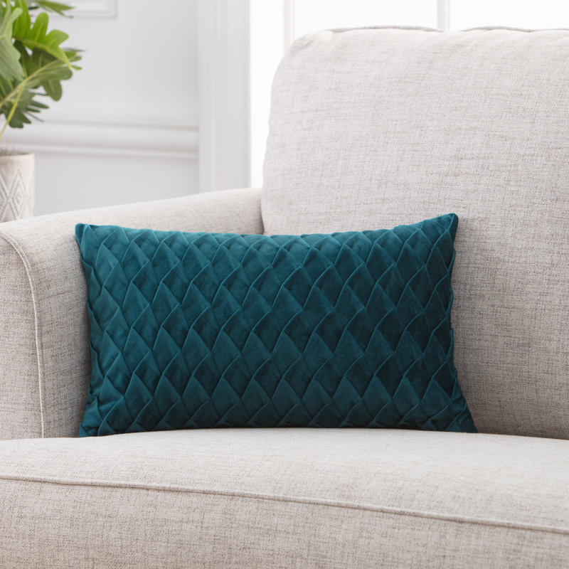 Housse de coussin décoratif en velours texturé Chanasya, Bleu sarcelle