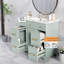 Meuble-lavabo vert avec lavabo en céramique, structure en bois massif, portes à fermeture douce et rangement réglable
