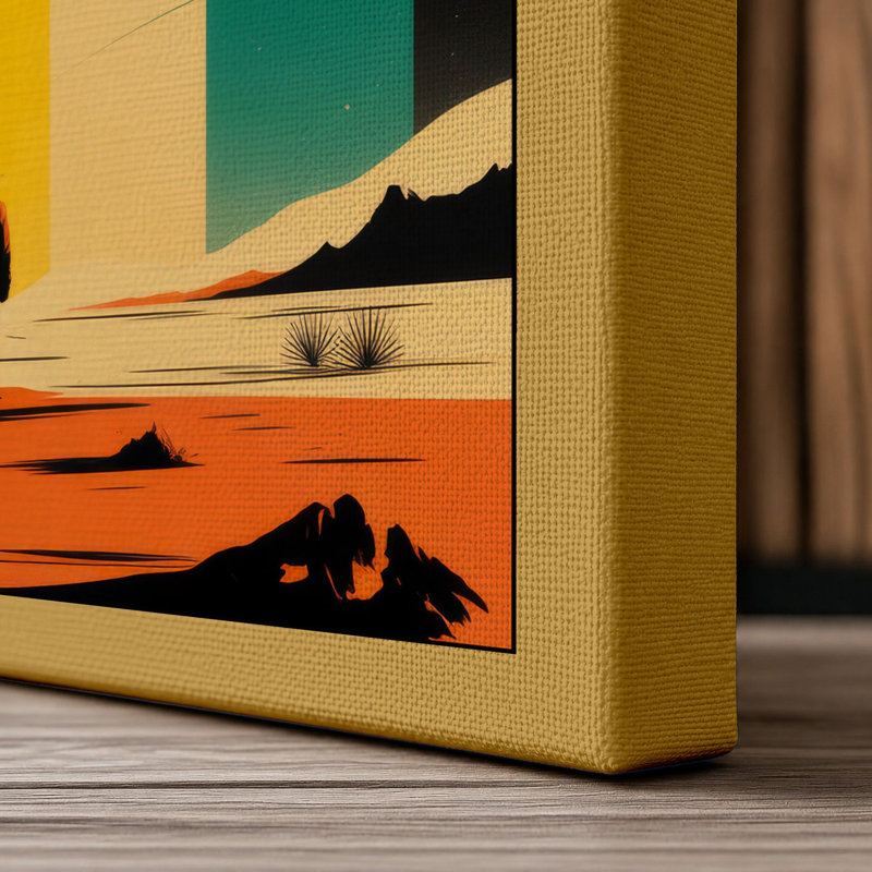 Desert Under Stars Retro - Wrapped Canvas, 24x16 - 61.0 x 40.6 cm, Ochre Border
