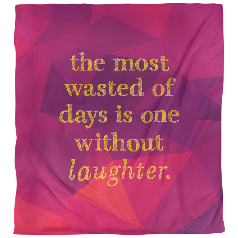Housse de couette simple avec citation inspiration de rire, Housse de couette pour grand lit, Rubellite / or