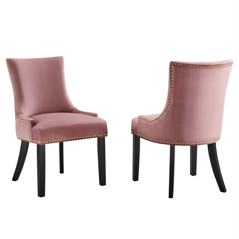 Modway Marquis Performance Velvet Dining Chairs, Dusty Rose