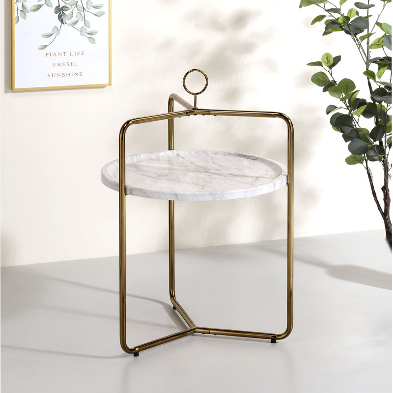 Table de bout Dunaway, Bronze, Blanc