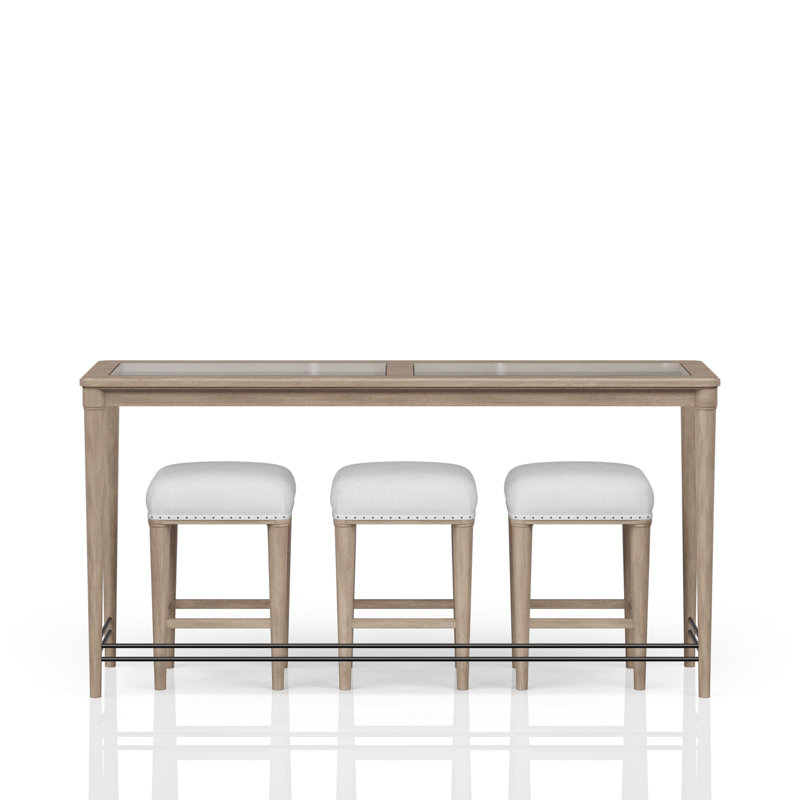 Frosted Glass Console Table With 3 Stools