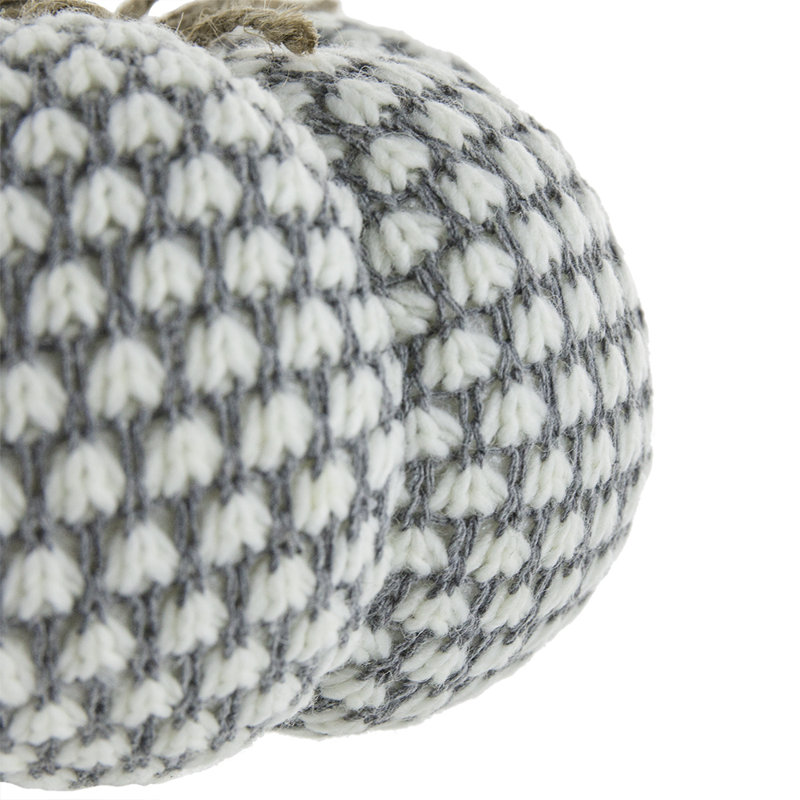 Fabric Pumpkin Ornament with Jute Stem for Thanksgiving & Halloween