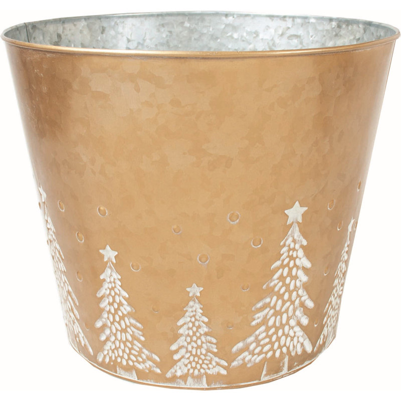Celsie Metal Cachepot, 10" H x 12" W x 12" D