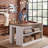 55.12" Sewing Table with Storage Shelves, Rustic Farmhouse Craft Table with Knee Space, Heavy-Duty Hobby Workstation for Home Studio