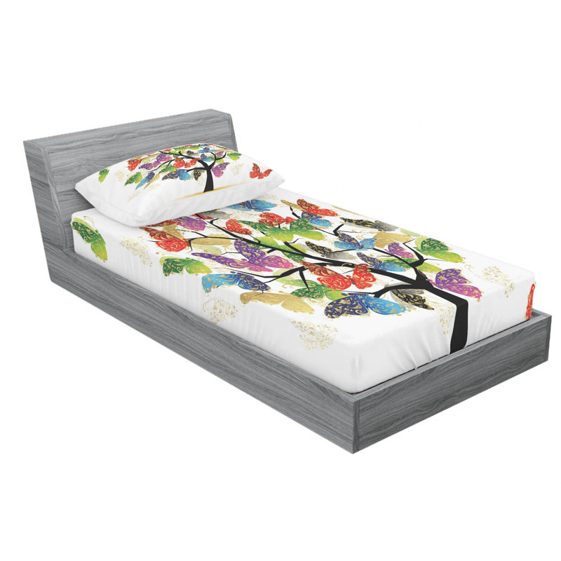 Microfiber Floral Sheet Set, Twin XL Sheet Set with Fitted Sheet