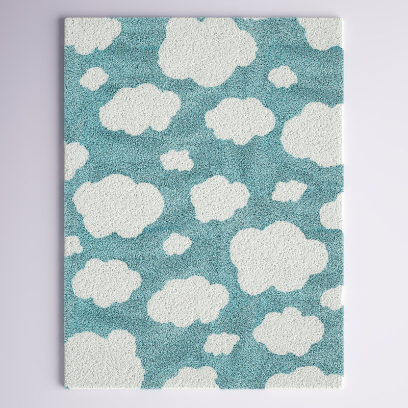 Tapis à poils longs Primland, Rectangle 5 pi 3 po x 7 pi, Bleu