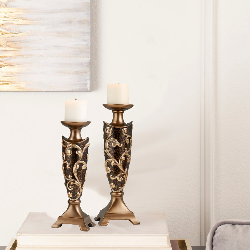 Elegant Baroque Polyresin Candleholders Ideal For Modern And Transitional Spaces