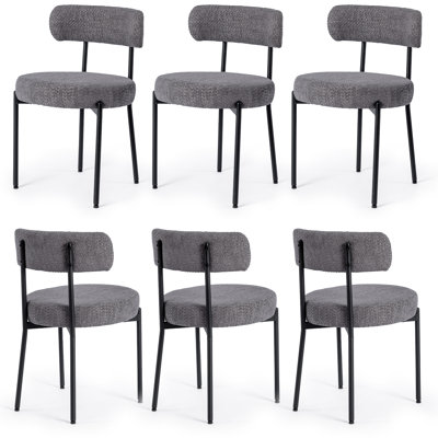 Dining Chairs Set of 6, Kitchen Dining Room Chairs, Mid Century Modern Upholstered Boucle Chairs -  Corrigan StudioÂ®, 83D658680CF44A85A97EDC98D91A2B80