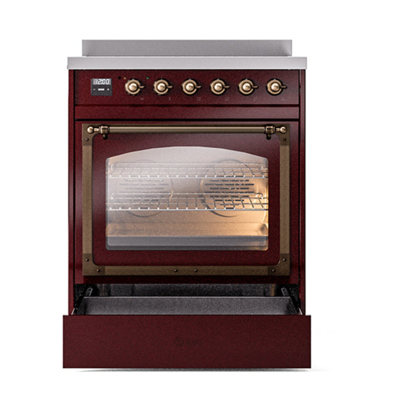 ILVE Nostalgie II Noblesse 30 in Induction Range, Burgundy/Bronze