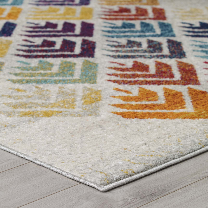 Florin Multicolor Abstract Floral Non-Slip Area Rug 5x8