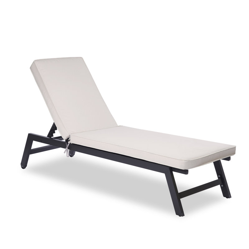 Outdoor Lounge Chair Cushion Replacement, Patio Furniture Seat Pad For Chaise Lounge In Navy Blue, Polyester - Based With Varied Pattern & Material Options
