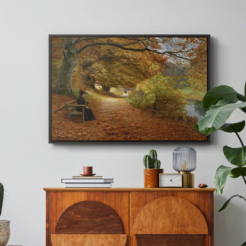 Un chemin boisé en automne, 1902 - Hans Andersen Brendekilde, toile tendue avec châssis, 24 po x 36 po, Noir