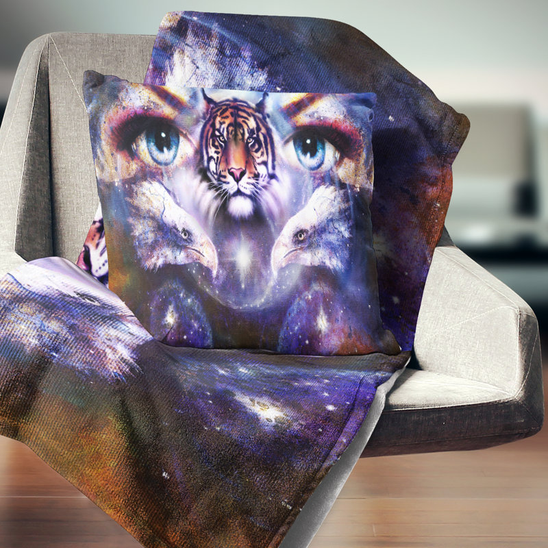 Coussin de collage eagles et femme à l’animal tiger, 16 po x 1 po, Coussin décoratif