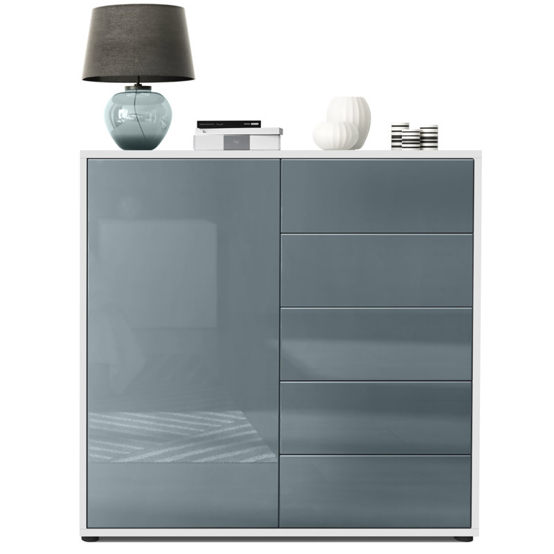 Mcdevitt 79cm Sideboard, Matt White/Glossy Grey