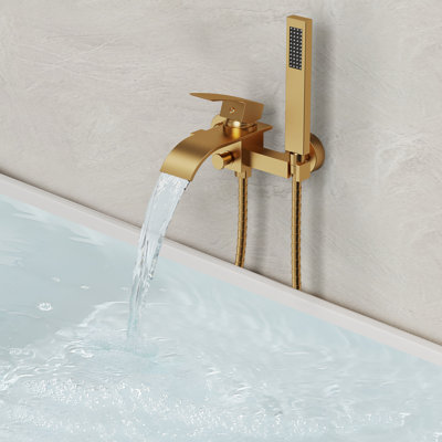 Wall Mount Tub Filler Roman Bathtub Faucet with Handheld Shower