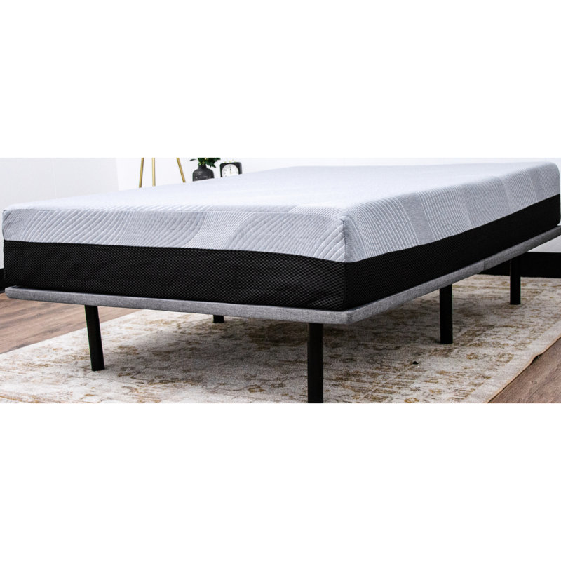 X Series Upholstered Platform - Gray Fabric, 4" To 8" Adjustable Legs, 1000 Lbs Bearing Capacity, Foldable, No Tools Needed Twin 14.18 In. Height, Black + Gray, 6 Holds Lbs, Quick Install