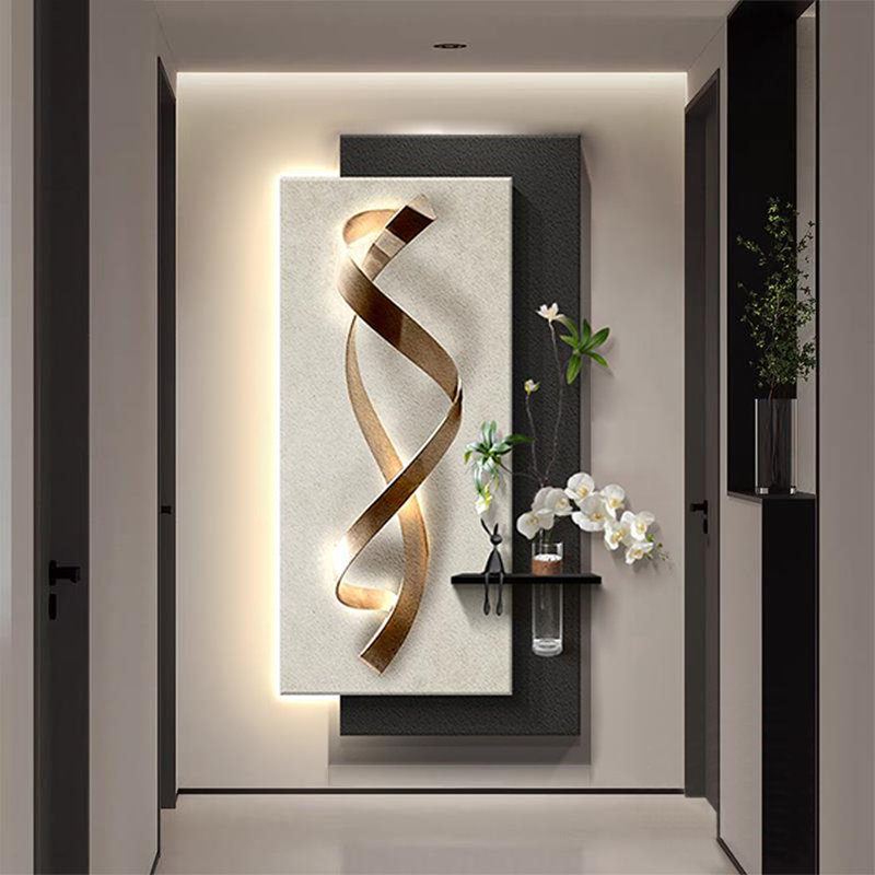 Entrée minimaliste italienne avec peintures murales illuminées, H 55,12 po x l 27,56 po x P 1,57 po