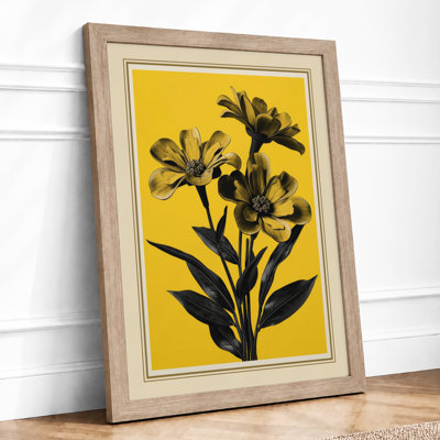 Triple Bloom Silhouette Botanical - Framed Print