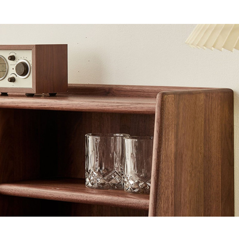 Buffet de rangement multifonctionnel en noyer noir, 46.06" H x 55.11" W x 15.74" D