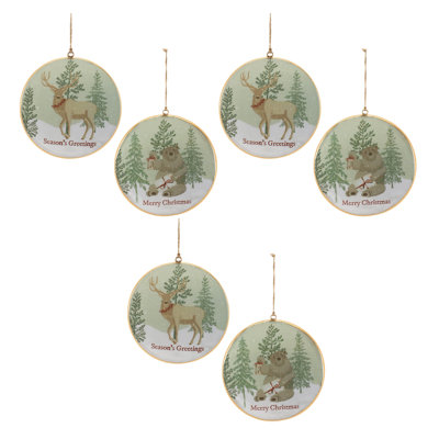 Ornement en forme de disque Woodland Christmas Sentiment (ensemble de 6)