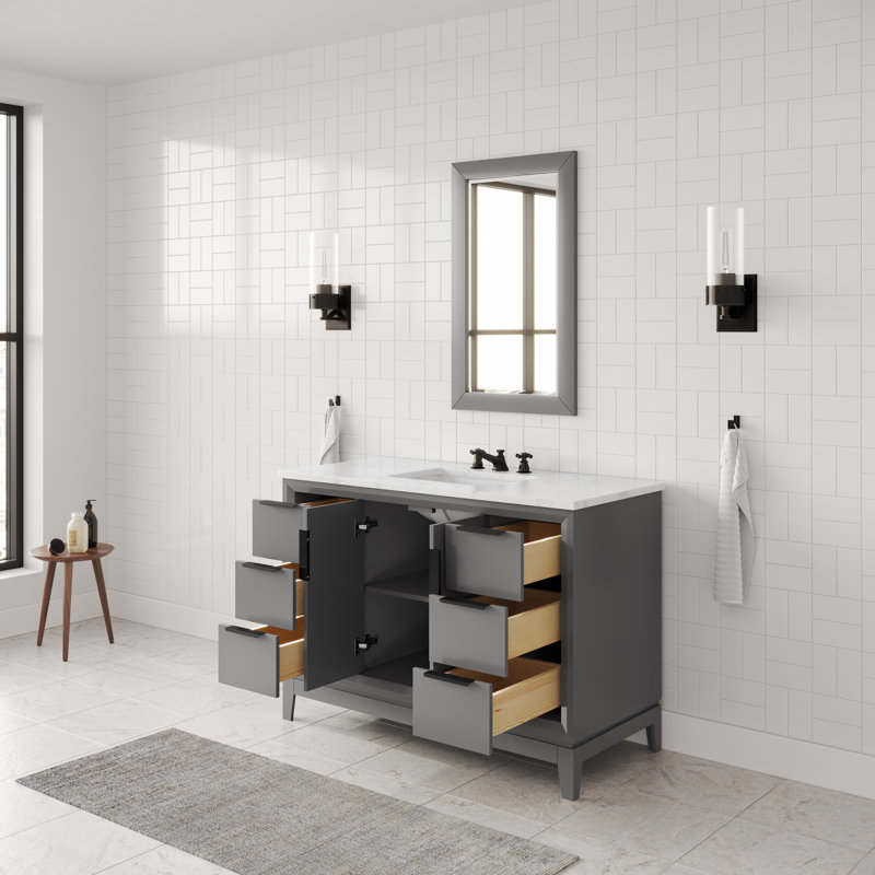 Meuble-lavabo simple 48 po Belmar, Gris cachemire, Noir mat