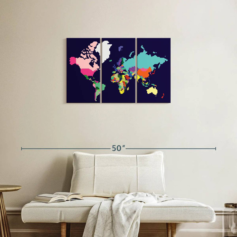 Aliaz Pastel World Map, 20" H x 33" W