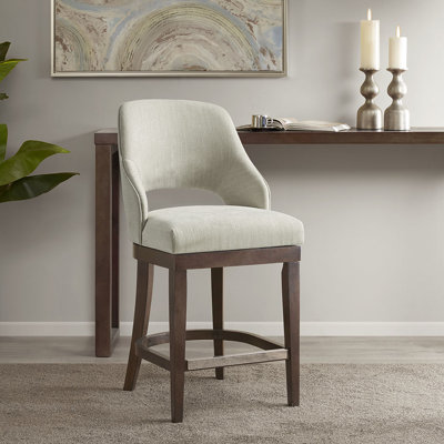 Élégant tabouret de comptoir avec rotation - crème, pieds en bois massif, durabilité en métal, revêtement de siège pivotant à 360 degrés, revêtement
