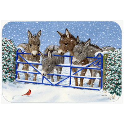Caroline's Treasures Donkeys and Cardinal Glass Cutting Board