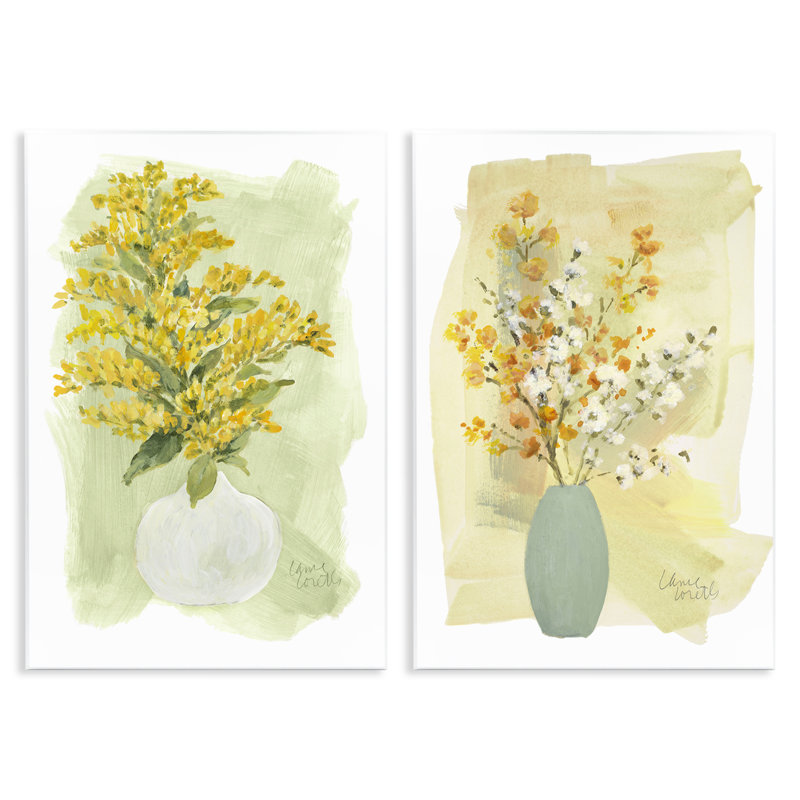 «Yellow Wildflowers in Bloom», ensemble de 2 plaques murales par Lanie Loreth, H 19 po x l 13 po